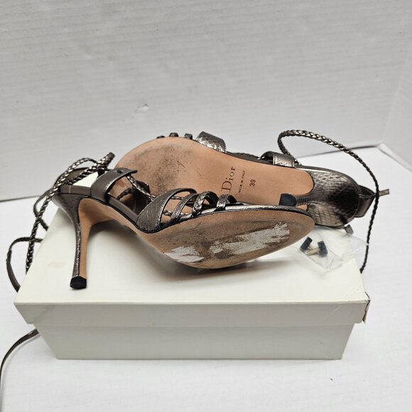 Dior High Heel Sandals Shoes Made in Italy Diorantik Gold Metal 39 9 ASN79149 - Picture 6 of 15